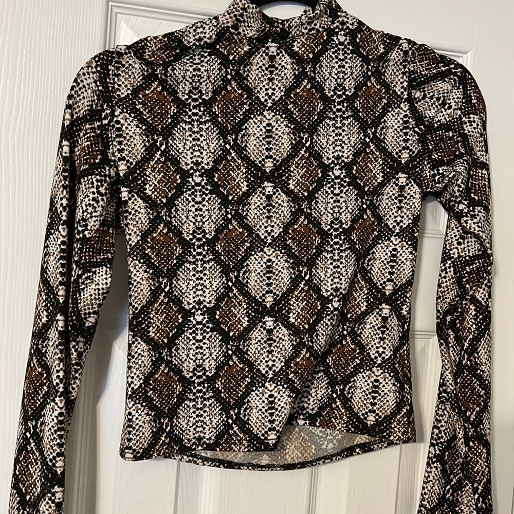 Snakeskin mock neck